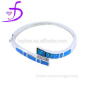 Top quality 925 Sterling Silver man-made newest design silver opal bangle for gift